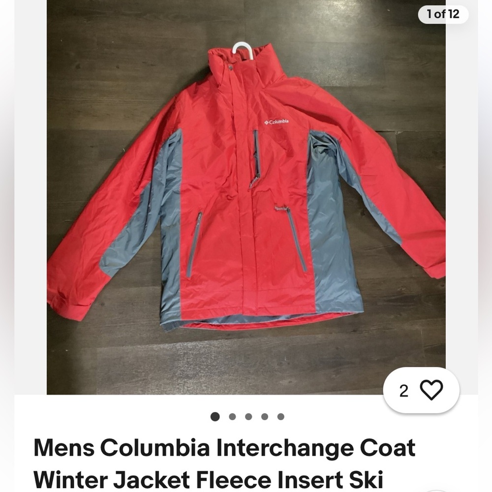 SOLD Columbia Men's Vibrant Red and Gray Ski Jacket